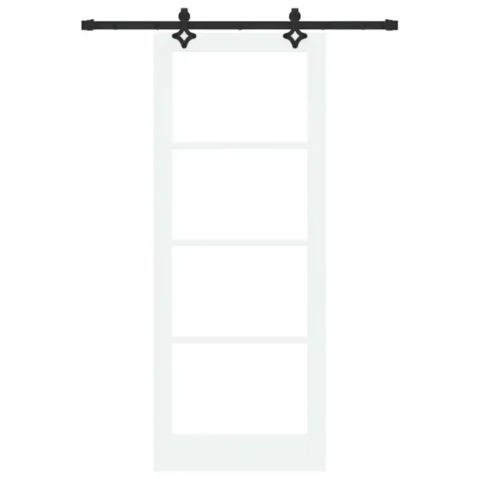 Novaro Csúszó ajtó Fehér 83 x 211 cm Tömör fenyőfa és üveg