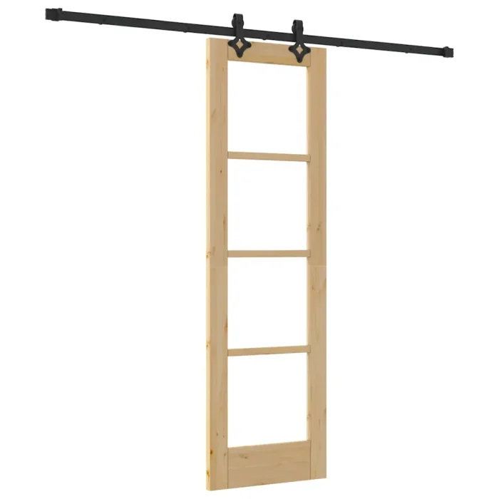 Novaro Csúszó ajtó Természetes 61 x 198,5 cm Tömör fenyőfa és üveg