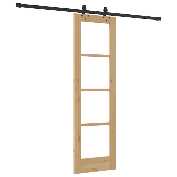 Novaro Csúszó ajtó Természetes 61 x 198,5 cm Tömör fenyőfa és üveg