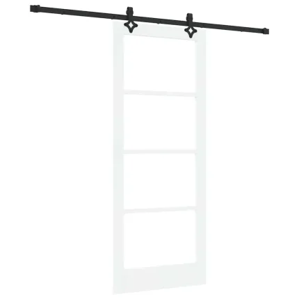 Novaro Csúszó ajtó Fehér 83 x 202 cm Tömör fenyőfa és üveg