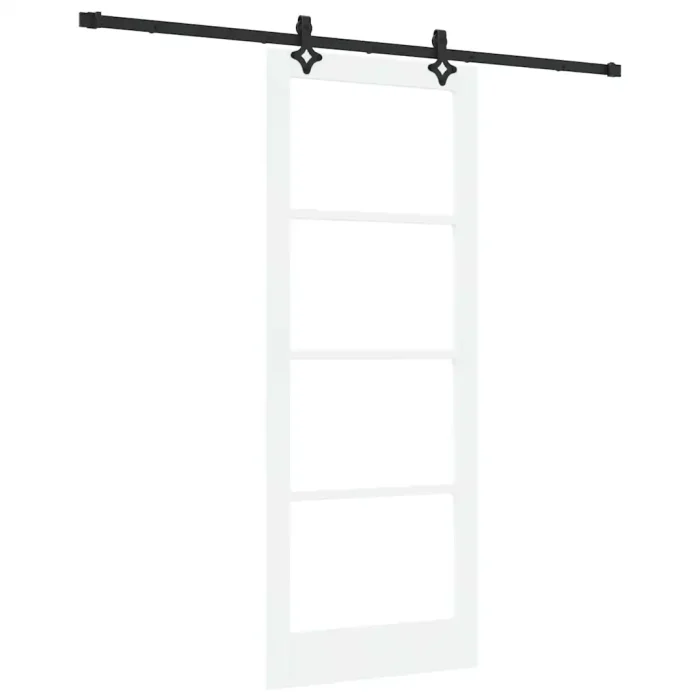Novaro Csúszó ajtó Fehér 83 x 211 cm Tömör fenyőfa és üveg