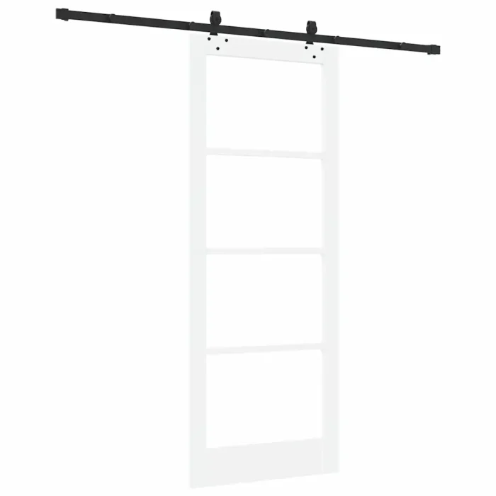 Novaro Csúszó ajtó Fehér 83 x 211 cm Tömör fenyőfa és üveg