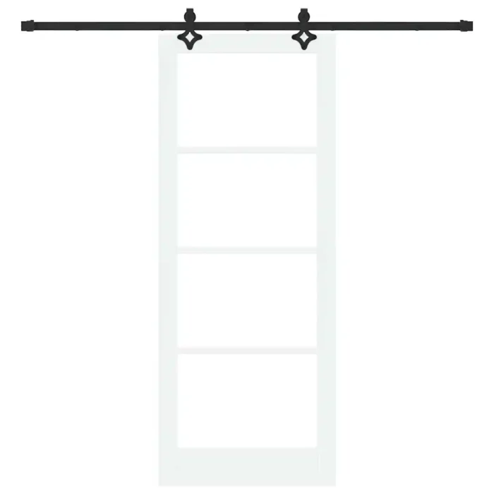 Novaro Csúszó ajtó Fehér 83 x 211 cm Tömör fenyőfa és üveg