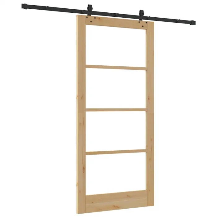 Novaro Csúszó ajtó Természetes 93 x 202 cm Tömör fenyőfa és üveg