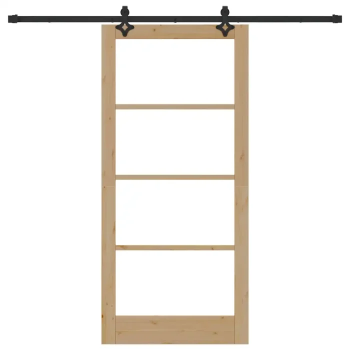 Novaro Csúszó ajtó Természetes 93 x 202 cm Tömör fenyőfa és üveg