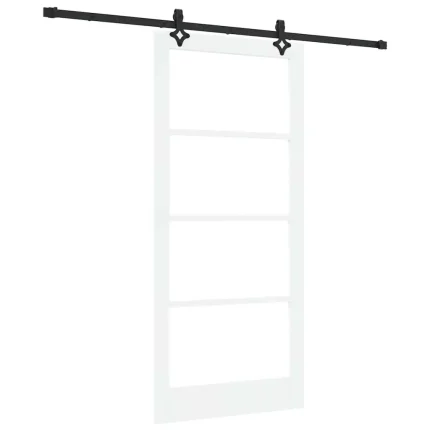 Novaro Csúszó ajtó Fehér 93 x 202 cm Tömör fenyőfa és üveg