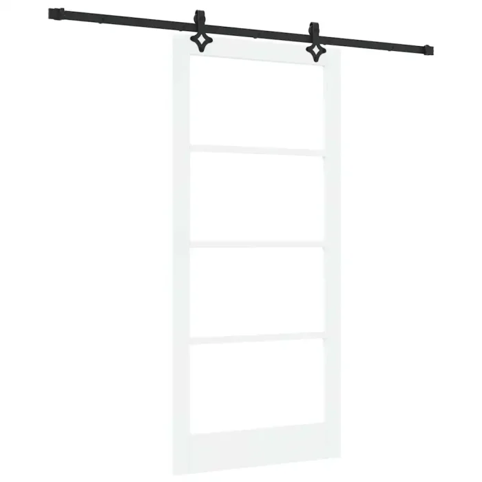 Novaro Csúszó ajtó Fehér 93 x 202 cm Tömör fenyőfa és üveg