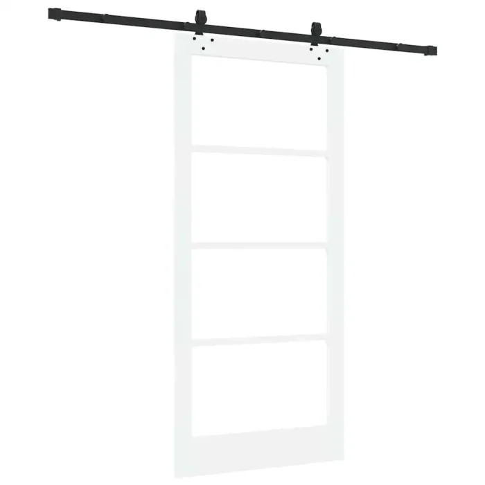 Novaro Csúszó ajtó Fehér 93 x 202 cm Tömör fenyőfa és üveg