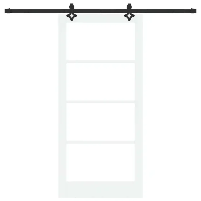 Novaro Csúszó ajtó Fehér 93 x 202 cm Tömör fenyőfa és üveg