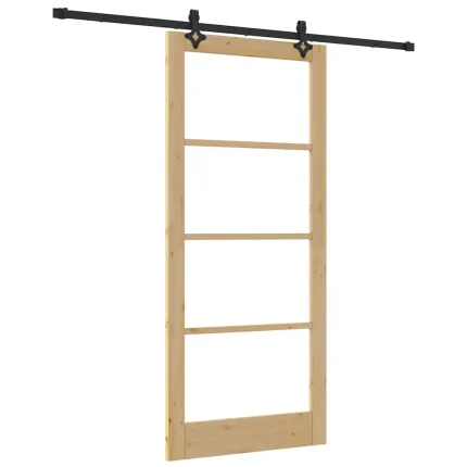 Novaro Csúszó ajtó Természetes 93 x 211 cm Tömör fenyőfa és üveg