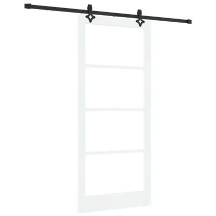 Novaro Csúszó ajtó Fehér 93 x 211 cm Tömör fenyőfa és üveg