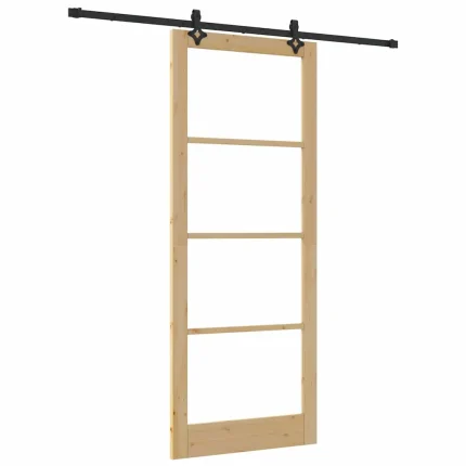 Novaro Csúszó ajtó Természetes 93 x 232 cm Tömör fenyőfa és üveg