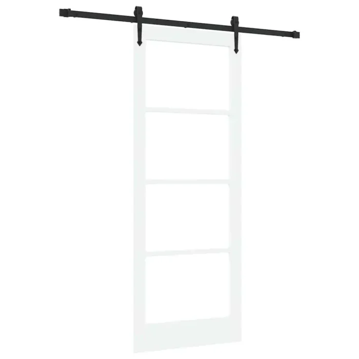 Novaro Csúszó ajtó 83 x 211 cm Tömör fenyőfa és üveg Fehér