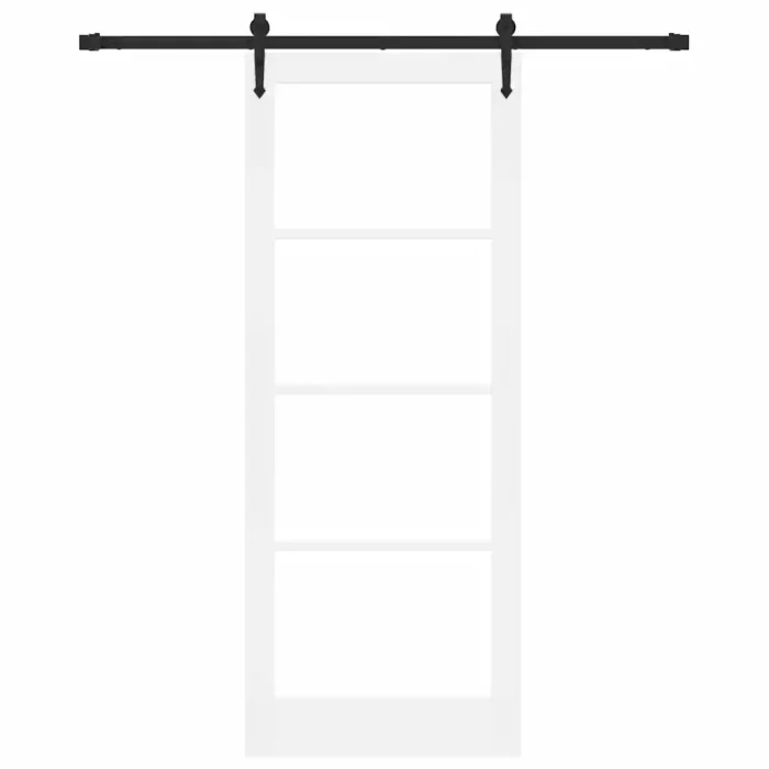Novaro Csúszó ajtó 83 x 211 cm Tömör fenyőfa és üveg Fehér