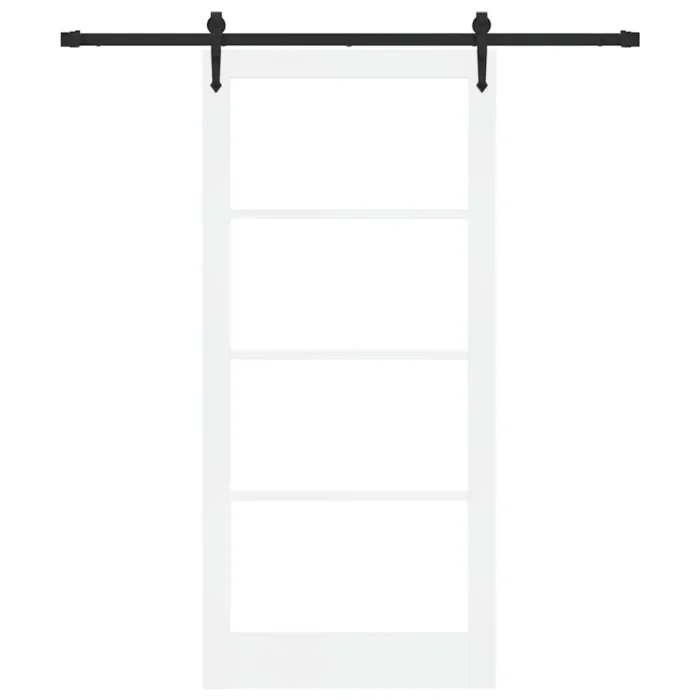 Novaro Csúszó ajtó 93 x 202 cm Tömör fenyőfa és üveg Fehér