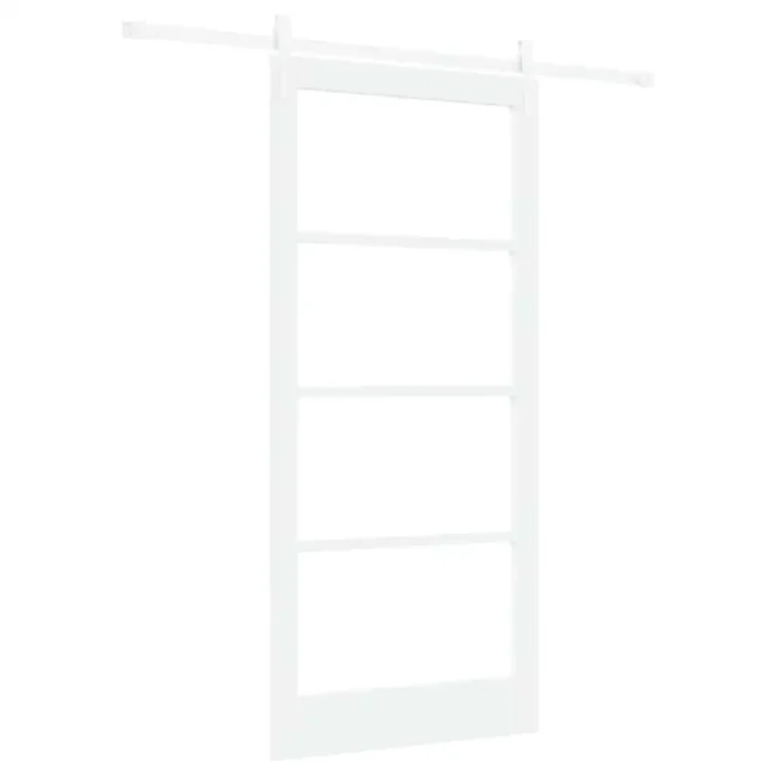 Novaro Csúszó ajtó 93 x 202 cm Tömör fenyőfa és üveg Fehér
