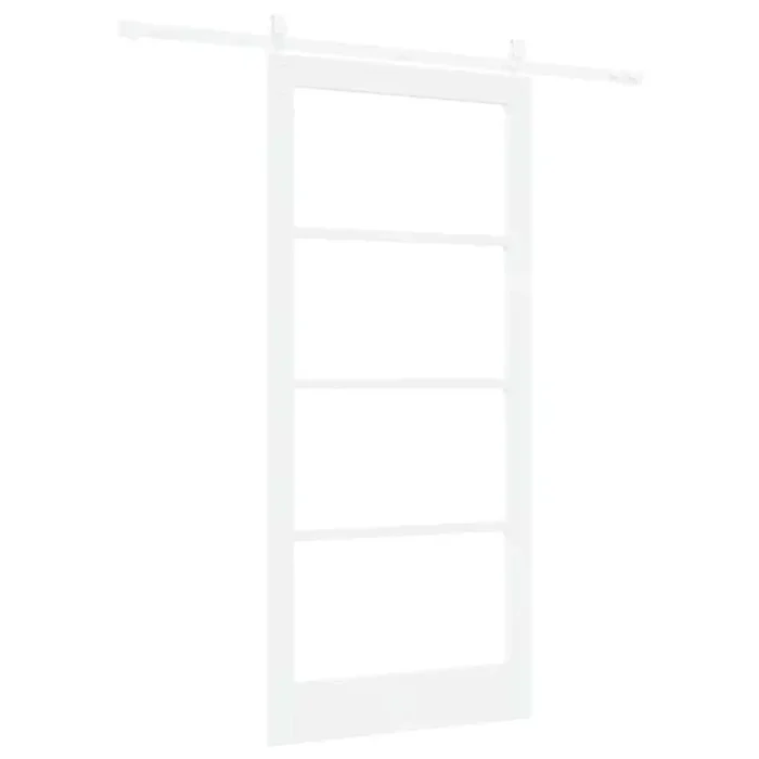 Novaro Csúszó ajtó 93 x 202 cm Tömör fenyőfa és üveg Fehér