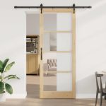 Novaro Csúszó ajtó 93 x 232 cm Tömör fenyőfa és üveg