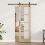 Novaro Csúszó ajtó ORKDAL 61 x 198,5 cm Tömör fenyőfa és üveg