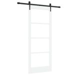Novaro Csúszó ajtó ORKDAL 83 x 202 cm Tömör fenyőfa és üveg Fehér