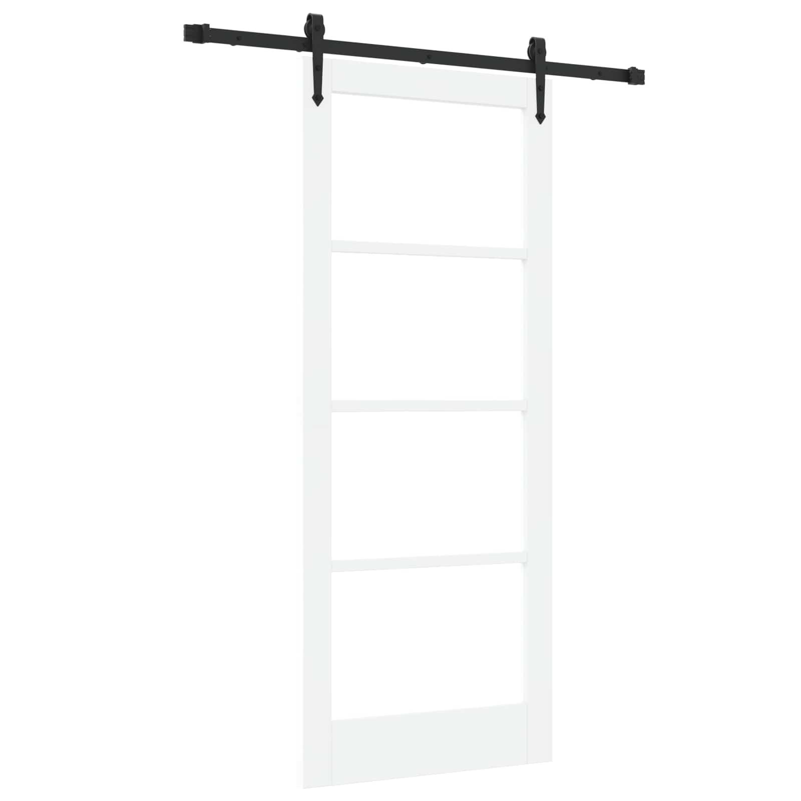 Novaro Csúszó ajtó ORKDAL 83 x 202 cm Tömör fenyőfa és üveg Fehér