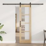 Novaro Csúszó ajtó ORKDAL 61 x 198,5 cm Tömör fenyőfa és üveg