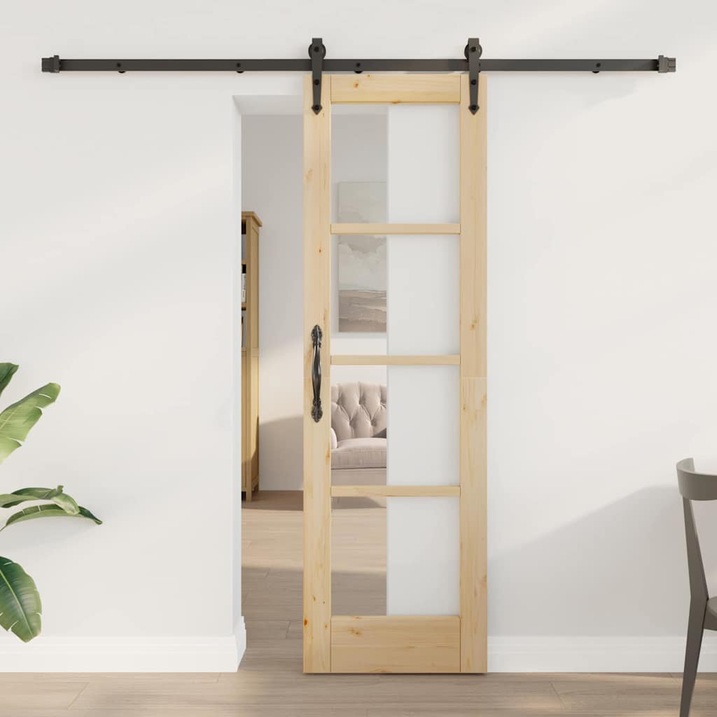 Novaro Csúszó ajtó ORKDAL 61 x 198,5 cm Tömör fenyőfa és üveg