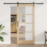 Novaro Csúszó ajtó ORKDAL 93 x 211 cm Tömör fenyőfa és üveg