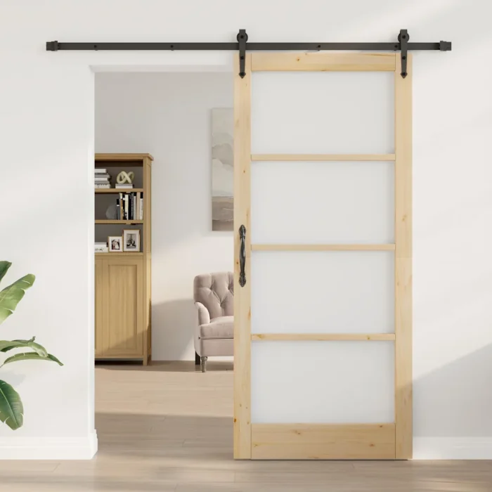 Novaro Csúszó ajtó ORKDAL 93 x 211 cm Tömör fenyőfa és üveg