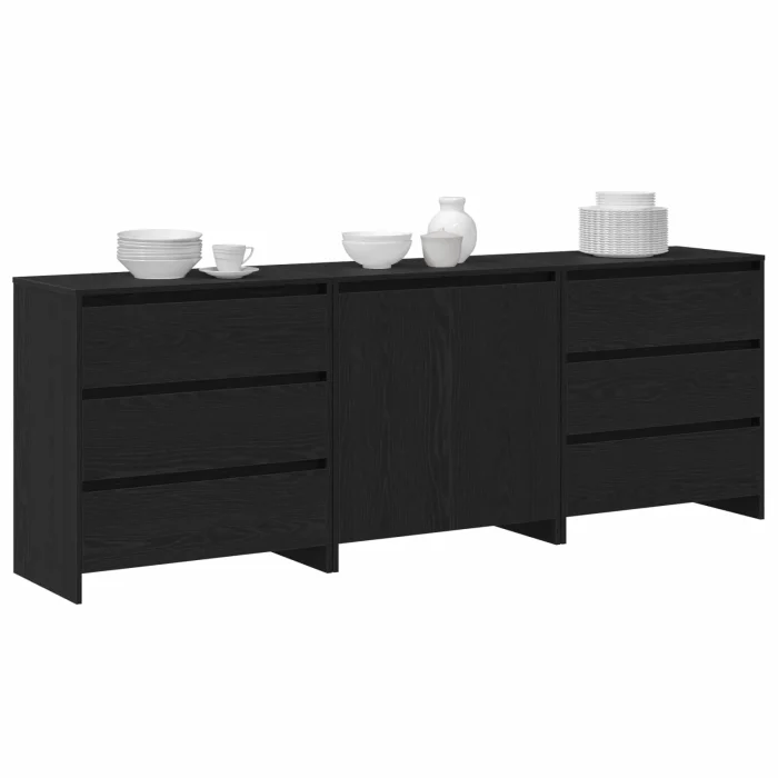 Novaro Széf 3 db Fekete 70 x 41 x 75 cm Szerelt Fa