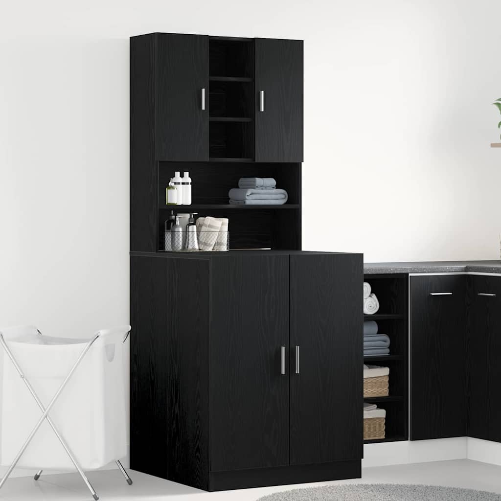 Novaro Mosógép Szekrény 2 db Fekete Tölgy 70,5 x 71,5 x 181,5 cm