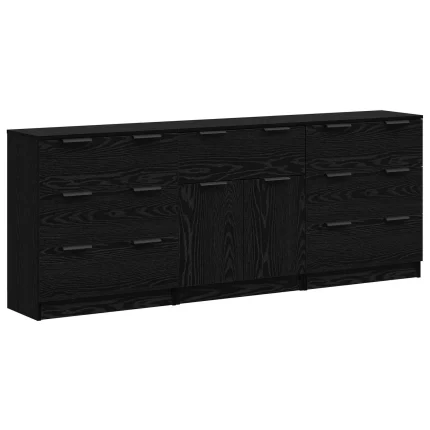 Novaro Széf 3 db Fekete tölgy 181 x 30 x 70 cm Szerelt Fa