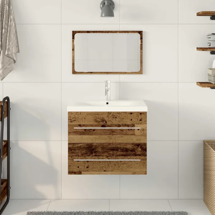 Novaro Fürdőszobai mosdószekrény 2 db Öreg fa 60 x 38,5 x 48 cm