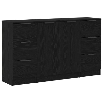 Novaro Széf 3 db Fekete tölgy 121 x 30 x 70 cm Szerelt Fa