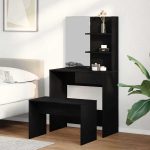 Novaro Sminkasztal Készlet 2 db Fekete tölgy 74,5 x 40 x 141 cm