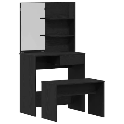 Novaro Sminkasztal Készlet 2 db Fekete tölgy 74,5 x 40 x 141 cm