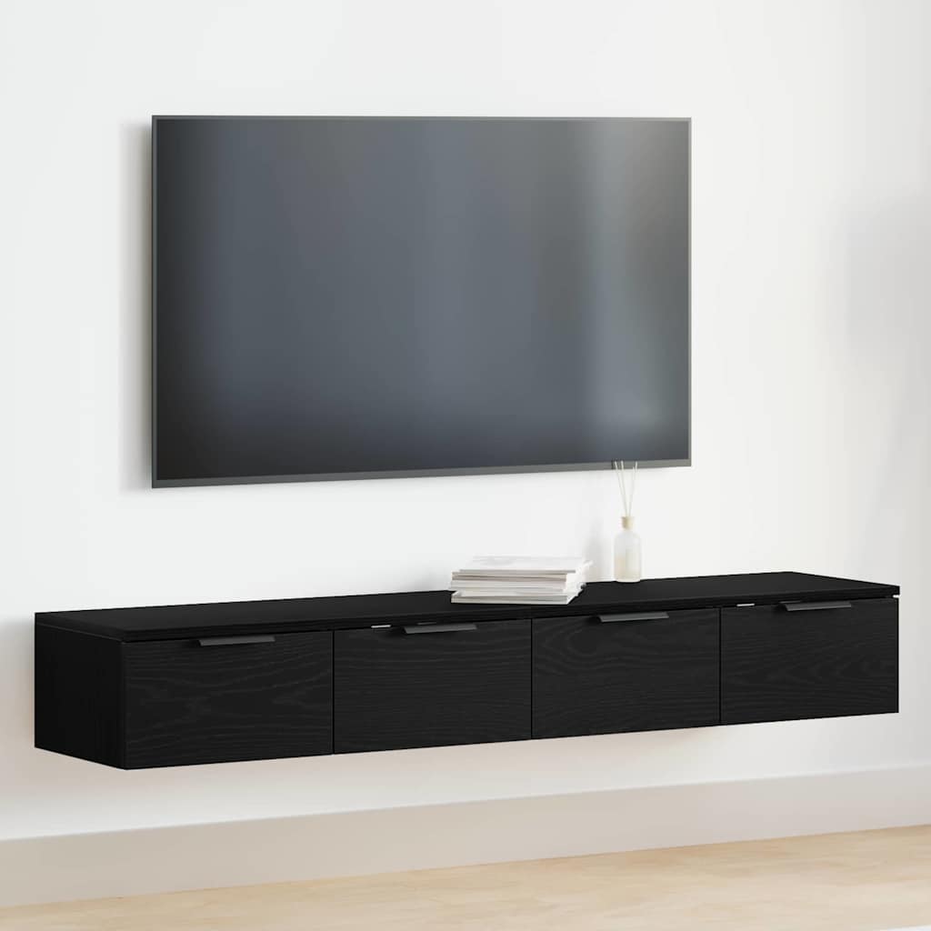 Novaro Fali szekrény 2 db Fekete tölgy 68 x 30 x 20 cm Szerelt Fa