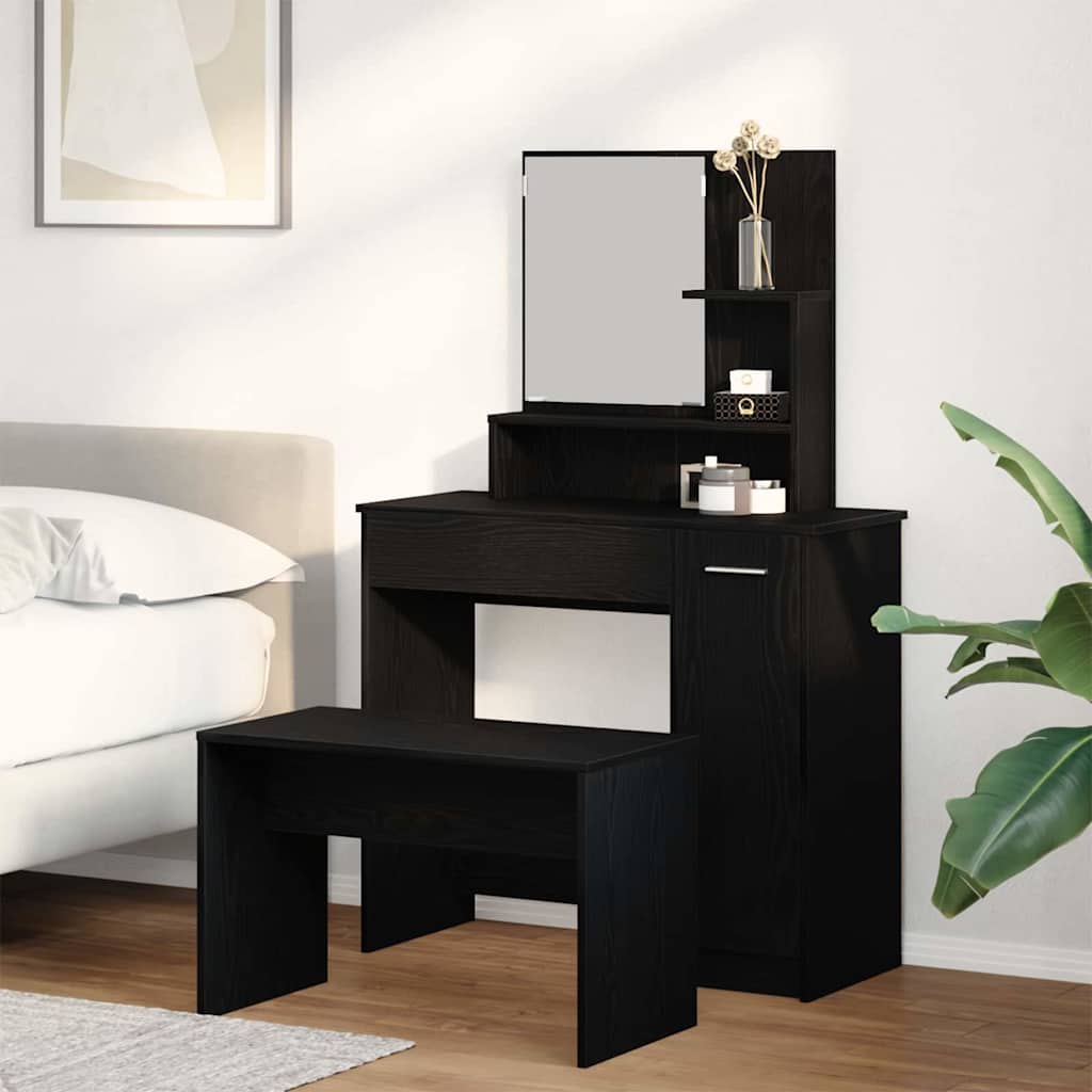 Novaro Sminkasztal Készlet 2 db Fekete tölgy 86,5 x 35 x 136 cm
