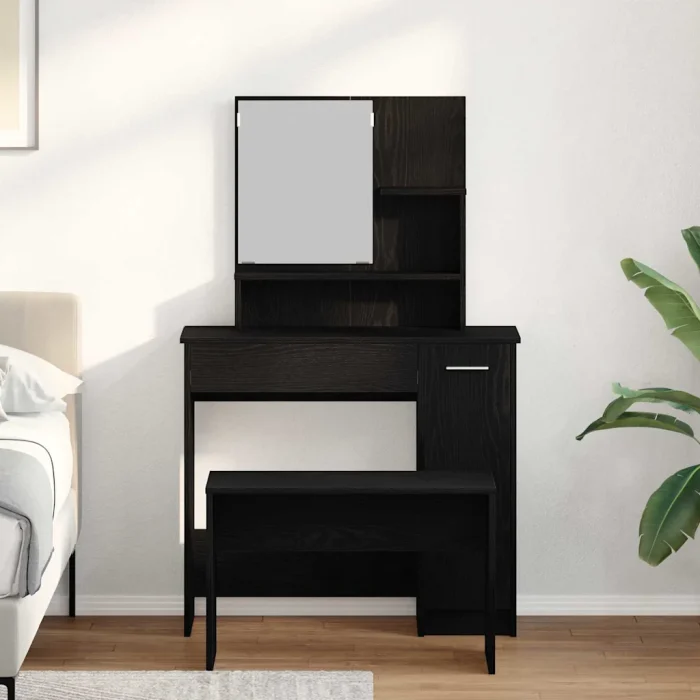 Novaro Sminkasztal Készlet 2 db Fekete tölgy 86,5 x 35 x 136 cm