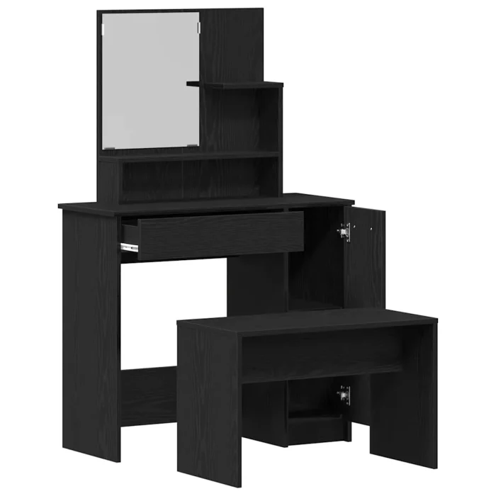 Novaro Sminkasztal Készlet 2 db Fekete tölgy 86,5 x 35 x 136 cm