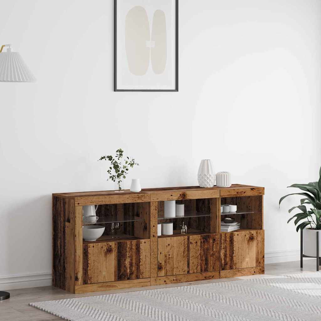 Novaro LED tálaló Öreg fa 162 x 37 x 67 cm Szerelt Fa
