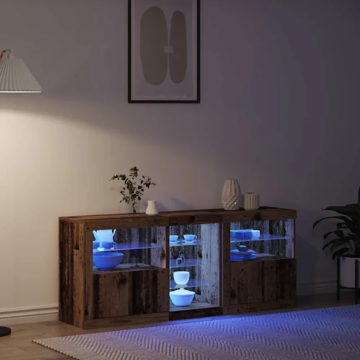 Novaro LED tálaló Öreg fa 162 x 37 x 67 cm Szerelt Fa