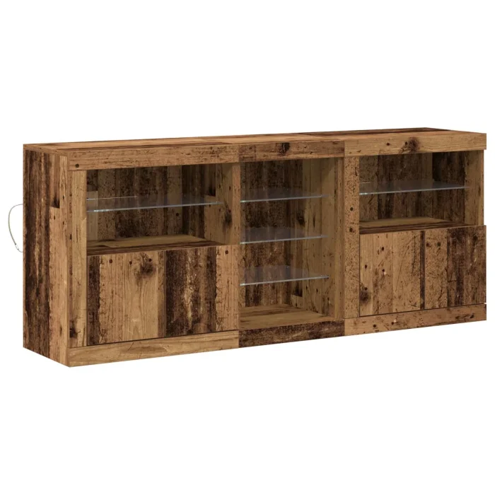 Novaro LED tálaló Öreg fa 162 x 37 x 67 cm Szerelt Fa
