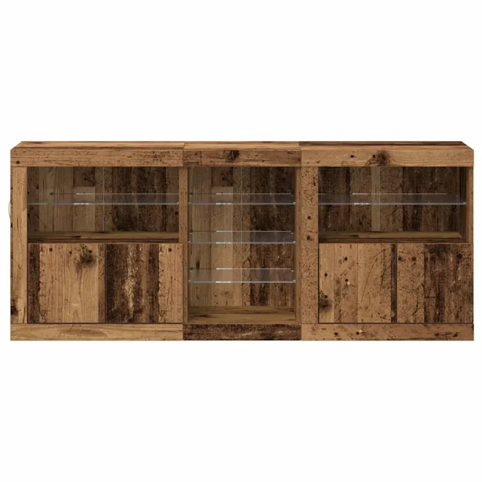Novaro LED tálaló Öreg fa 162 x 37 x 67 cm Szerelt Fa