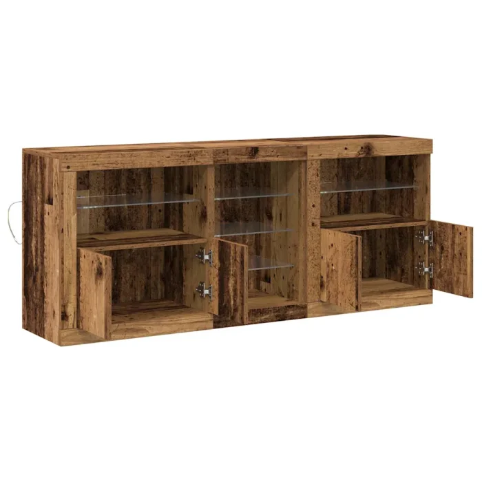 Novaro LED tálaló Öreg fa 162 x 37 x 67 cm Szerelt Fa