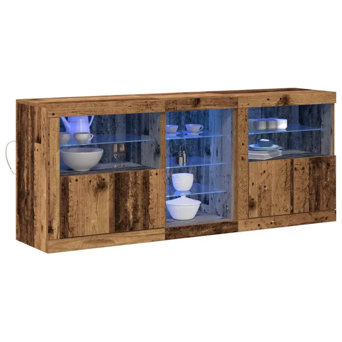 Novaro LED tálaló Öreg fa 162 x 37 x 67 cm Szerelt Fa