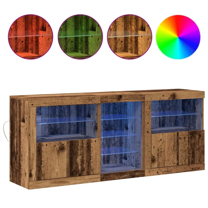 Novaro LED tálaló Öreg fa 162 x 37 x 67 cm Szerelt Fa