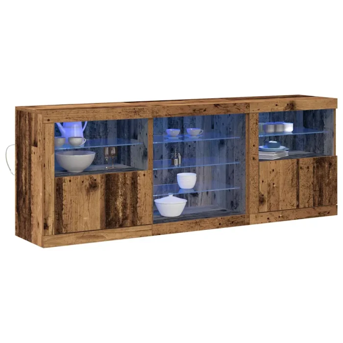 Novaro LED tálaló Öreg fa 181,5 x 37 x 67 cm Szerelt Fa