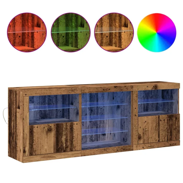 Novaro LED tálaló Öreg fa 181,5 x 37 x 67 cm Szerelt Fa