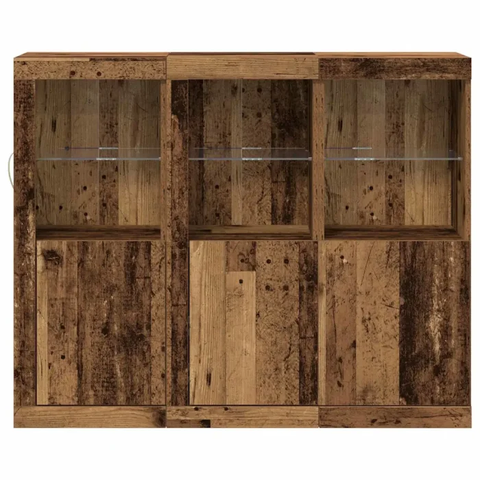 Novaro LED tálaló 3 db Öreg fa 123 x 37 x 100 cm Szerelt Fa
